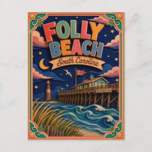 PopCut States Folly Beach South Carolina Papierkun Postkarte