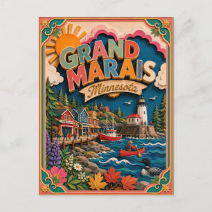PopCut States Grand Marais Minnesota Papierkunst Postkarte