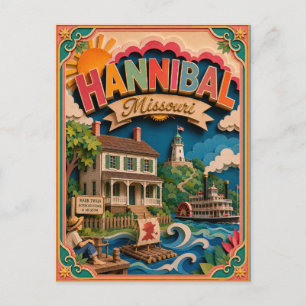 PopCut States Hannibal Missouri Papierkunst Postkarte