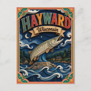 PopCut States Hayward Wisconsin Papierkunst Postkarte
