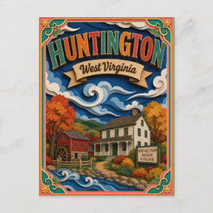 PopCut States Huntington West Virginia Papierkunst Postkarte