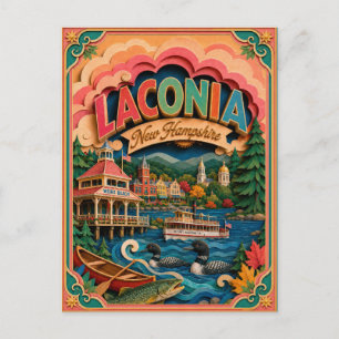 PopCut States Laconia New Hampshire Papierkunst Postkarte