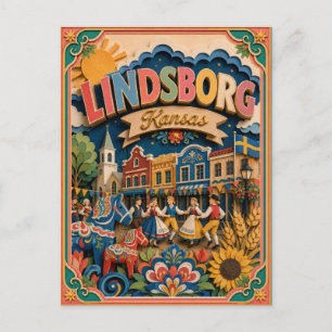 PopCut States Lindsborg Kansas Papierkunst Postkarte