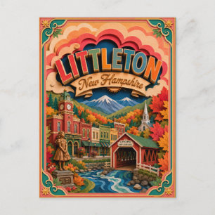 PopCut States Littleton New Hampshire Papierkunst Postkarte