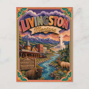 PopCut States Livingstony Montana Papierkunst Postkarte