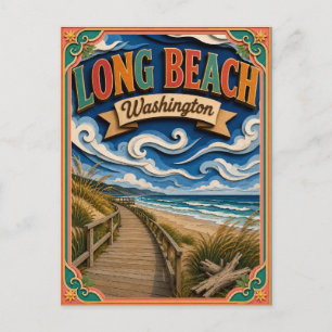 PopCut States Long Beach Washington Papierkunst Postkarte