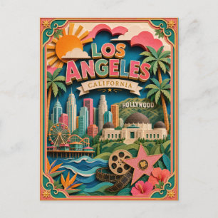 PopCut States Los Angeles Kalifornien Papier Kunst Postkarte
