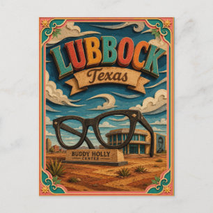 PopCut States Lubbock Texas Papierkunst Postkarte