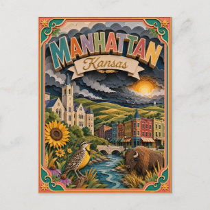 PopCut States Manhattan Kansas Papierkunst Postkarte