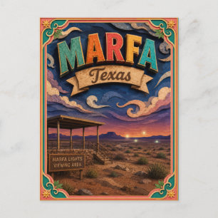 PopCut States Marfa Texas Papierkunst Postkarte