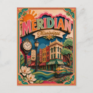 PopCut States Meridian Mississippi Papierkunst Postkarte