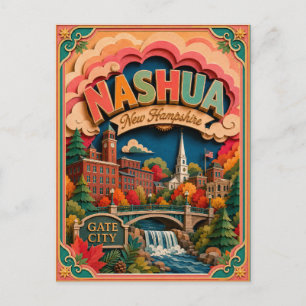 PopCut States Nashua New Hampshire Papierkunst Postkarte