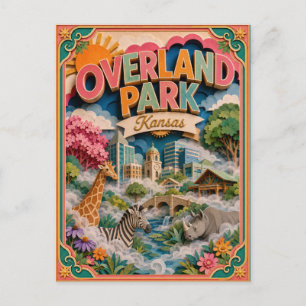 PopCut States Overland Park Kansas Papierkunst Postkarte