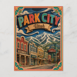 PopCut States Park City Utah Papierkunst Postkarte