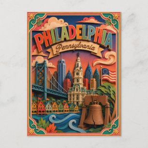 PopCut States Philadelphia Pennsylvania Papierkuns Postkarte