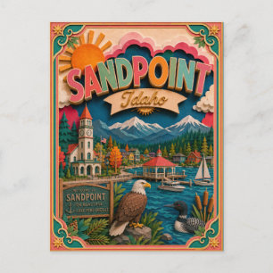 PopCut States Sandpoint Idaho Papierkunst Postkarte