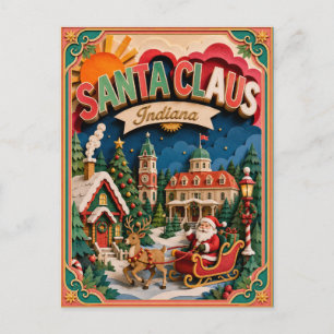 PopCut States Santa Claus Indiana Papierkunst Postkarte