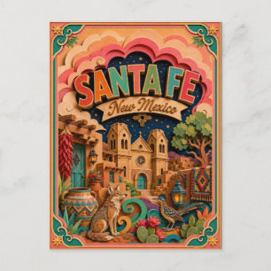 PopCut States Santa Fe New Mexico Papierkunst Postkarte