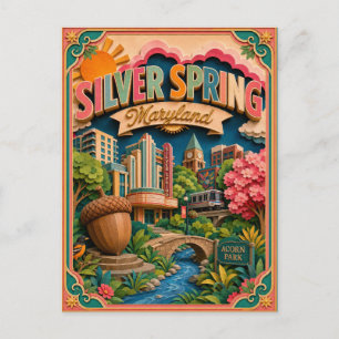 PopCut States Silver Spring Maryland Papierkunst Postkarte