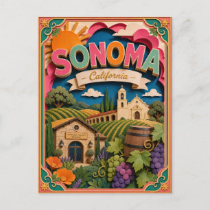 PopCut States Sonoma Kalifornien Papier Kunst Postkarte