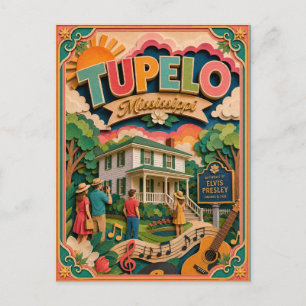 PopCut States Tupelo Mississippi Papierkunst Postkarte