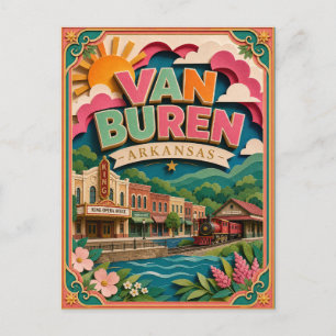 PopCut States Van Buren Arkansas Papierkunst Postkarte