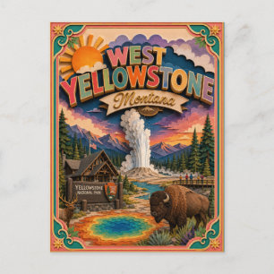 PopCut States West Yellowstone Montana Papierkunst Postkarte