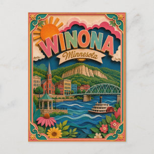 PopCut States Winona Minnesota Papierkunst Postkarte