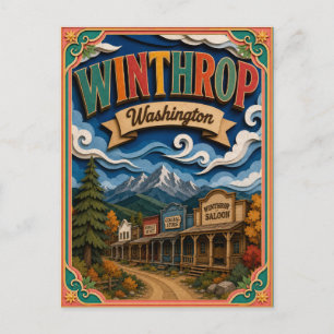 PopCut States Winthrop Washington Papierkunst Postkarte
