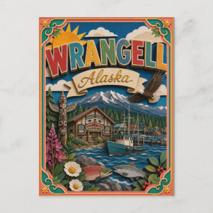 PopCut States Wrangell Alaska Papierkunst Postkarte