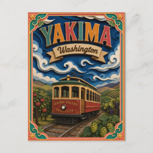 PopCut States Yakima Washington Papierkunst Postkarte