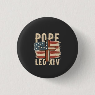 Pope Leo XIV Christlich Church Da Pope USA Flag Button