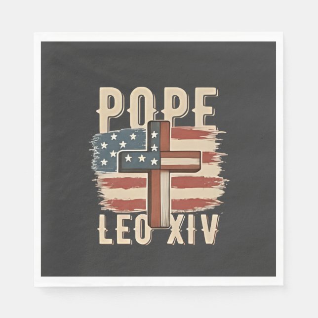 Pope Leo XIV Christlich Church Da Pope USA Flag Serviette (Vorderseite)