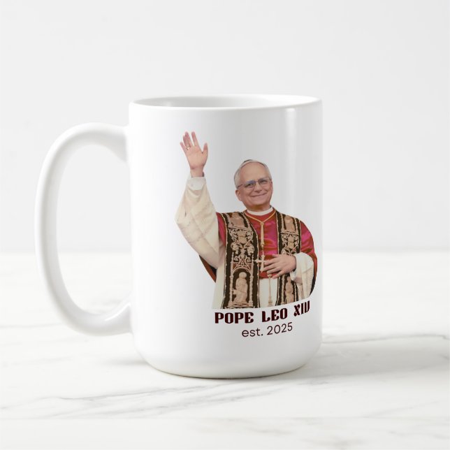 Pope Leo XIV Est 2025 Commemorative Kaffeetasse (Links)