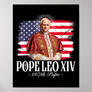 Pope Leo Xiv Robert American Flag Poster