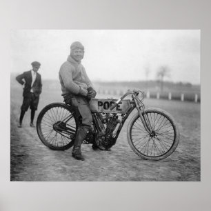 Pope Motorradrennfahrer, 1915. Altes Foto Poster