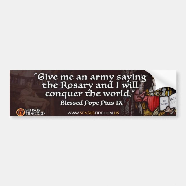Pope Pius IX Rosary Bumper Sticker Autoaufkleber (Vorne)