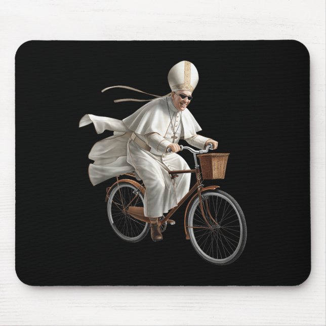 Pope Riding Bike Bicycle Catholic Church Bible Scr Mousepad (Vorne)