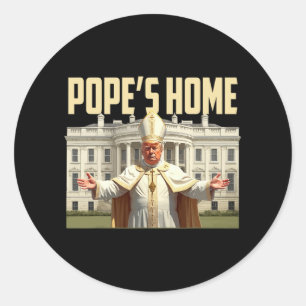 Pope Trump Zuhause Runder Aufkleber
