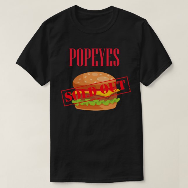 Popeyes Hühnchen Sandwich verkaufte Red Fast Food T-Shirt (Design vorne)