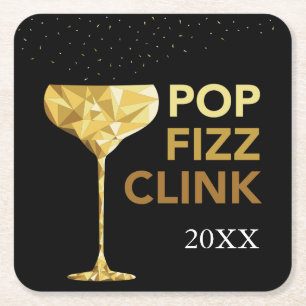 PopFizzclink-Champagne-Untersetzer Rechteckiger Pappuntersetzer