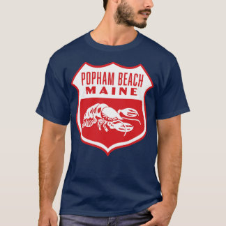 Popham Beach Maine Retro Shield White T-Shirt