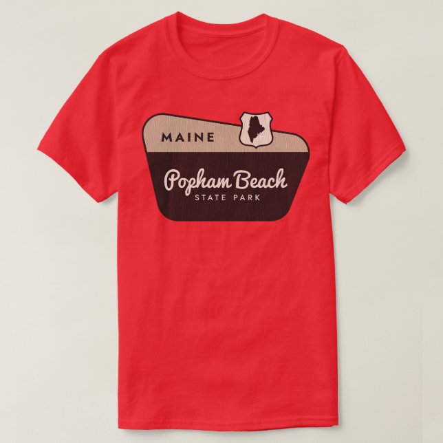 Popham Beach Staat Park Maine Begrüßungszeichen T-Shirt (Design vorne)