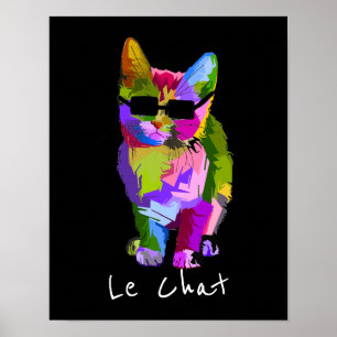 Popkunst Kittykatze moderner Kunst Le Chat French Poster