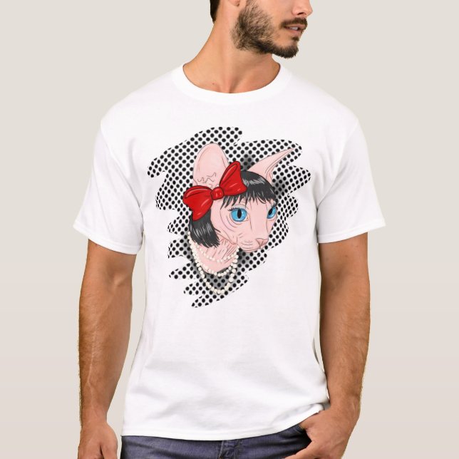 Popkunst sphynx Katze T-Shirt (Vorderseite)