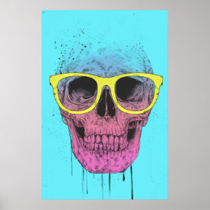 Popkunstschädel mit Gläsern Poster