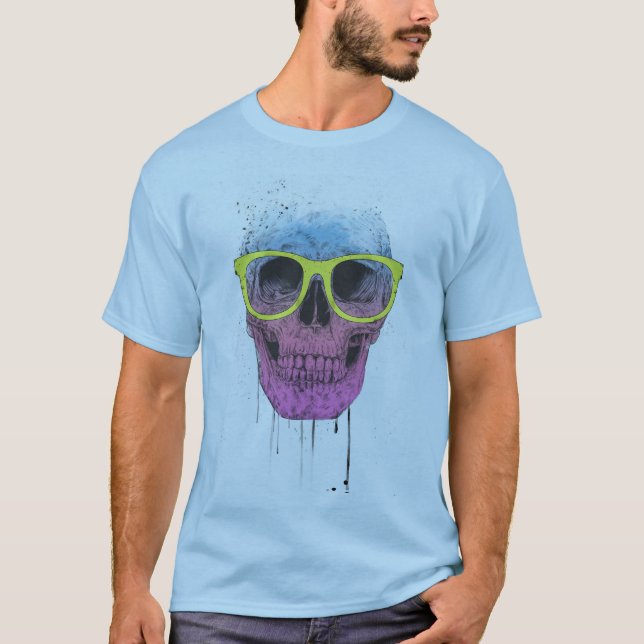Popkunstschädel mit Gläsern T-Shirt (Vorderseite)