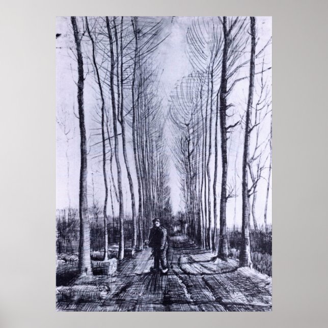 Poplar avenue by Vincent van Gogh Poster (Vorne)
