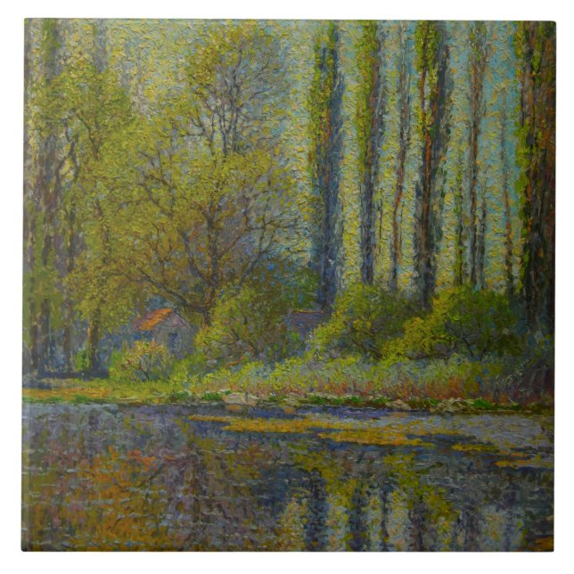 Poplar Trees in Spring (Utah Landscape) (USA Art Fliese (Vorderseite)
