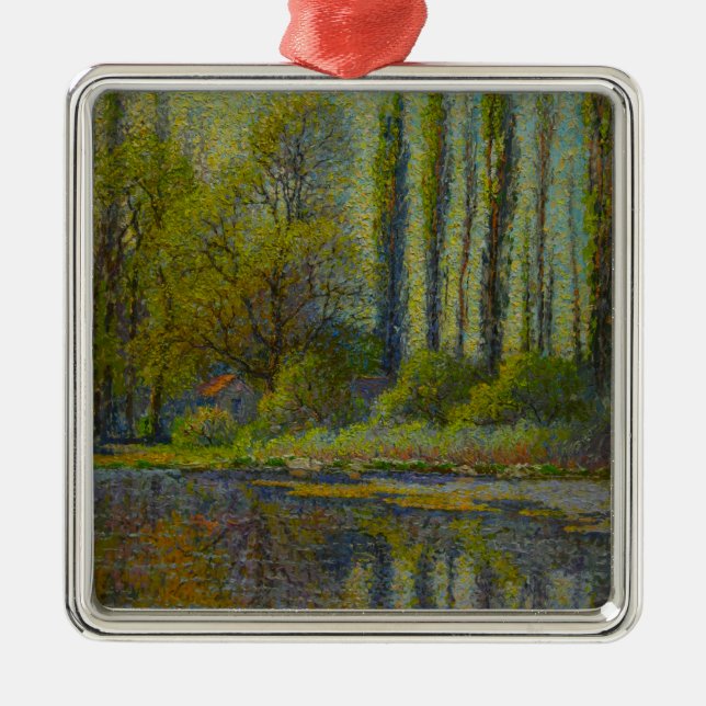 Poplar Trees in Spring (Utah Landscape) (USA Art Ornament Aus Metall (Vorne)